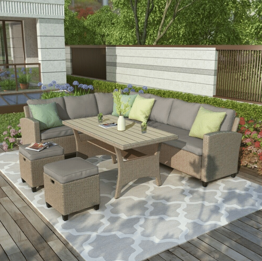 5-teiliges Gartenmöbel-Set für den Außenbereich, Esstisch und Stuhl