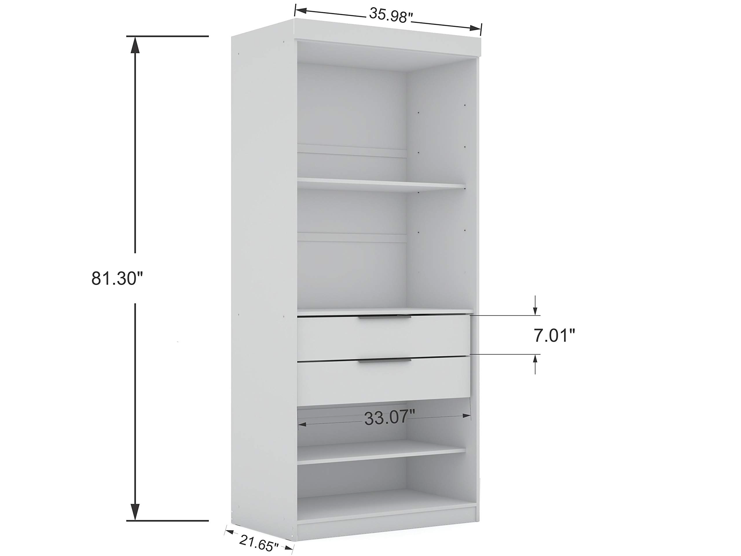 【Furniture】Mulberry Modern Open 3 Sectional Wardrobe Corner Closet with 4 Drawers, Set of 3