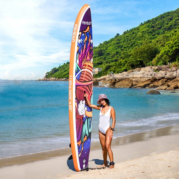 FAYEAN Inflatable Stand Up Paddle Board 11.5' x 32.7'' x 6'' SUP Round Board Includes Pump, Paddle, Backpack, Coil Straps, Carry Bag, Repair Kit & Waterproof Case