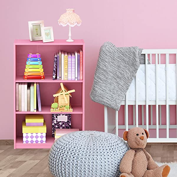 FURINNO JAYA Simple Home 3-Tier Adjustable Shelf Bookcase, White White 3-Tier Bookcase