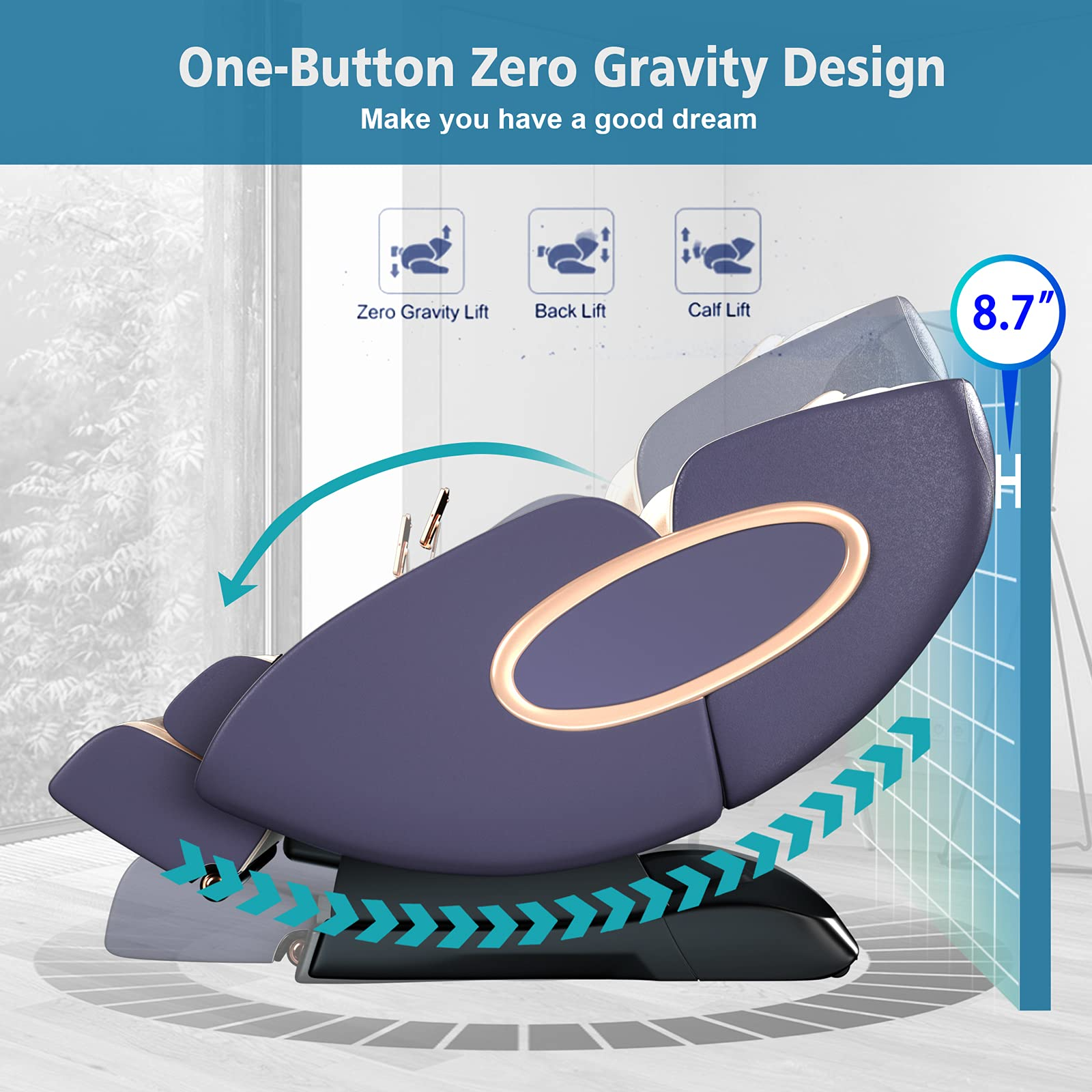 【Furniture】Massage Chair, APP Controlled 4D Massage Chairs, SL-Track Full Body Shiatsu Massage Chair Recliner