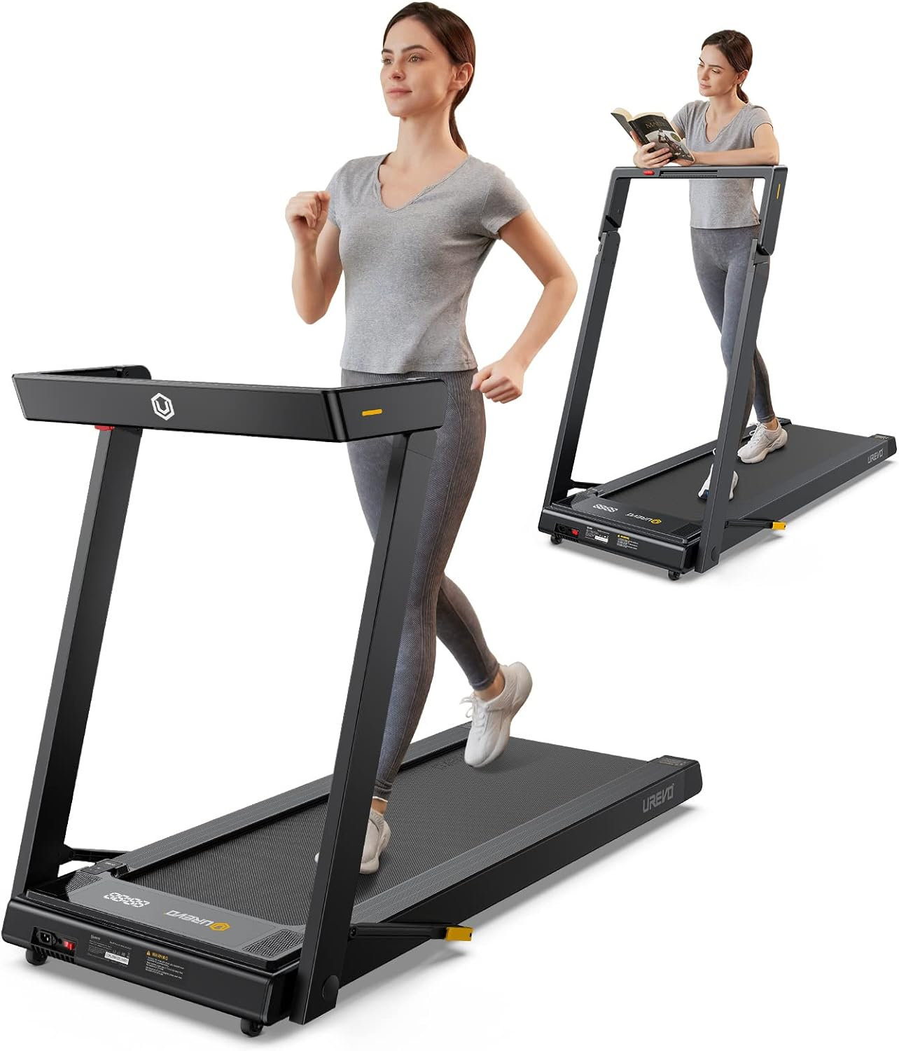 UREVO 3 in 1 Under Desk Treadmill with Stroll Mode, Install Free Foldable Treadmill for Office with Remote, Folding Treadmill in 2s Folding