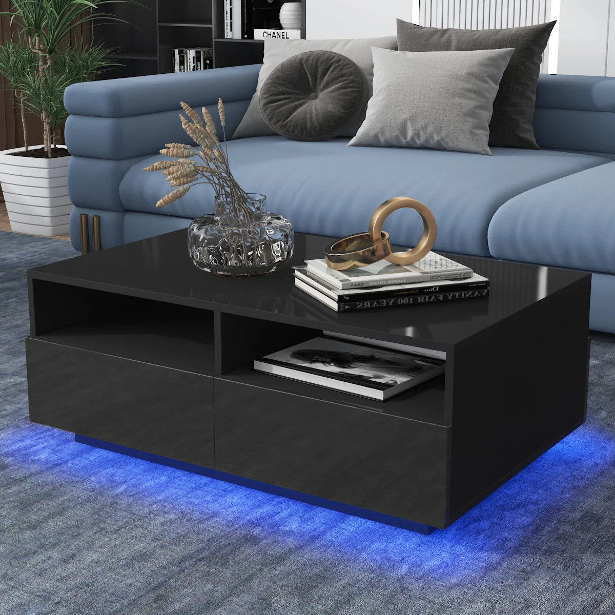 【Furniture】Gastelum Block Coffee Table with Storage