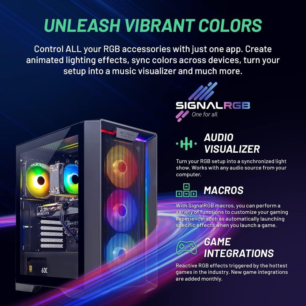 Skytech Archangel Gaming Computer PC Desktop – Ryzen 5 3600 3.6GHz, GTX 1660 Super 6G, 500GB SSD, 16GB DDR4 3200MHz, RGB Fans, Windows 11 Home 64-bit, 802.11AC Wi-Fi