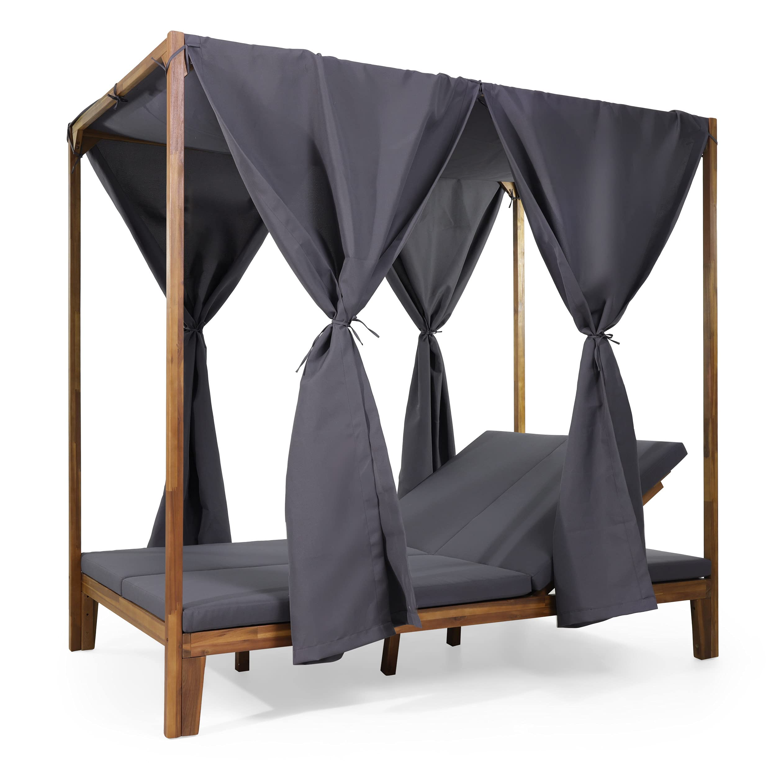 【Home&Garden】Outdoor DAYBED, Dark Grey + Teak Finish