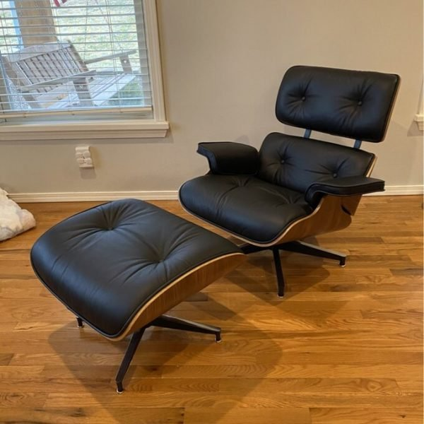 33” WIDE TUFTED GENUINE LEATHER FULL GRAIN LEATHER SWIVEL LOUNGE CHAIR AND OTTOMAN