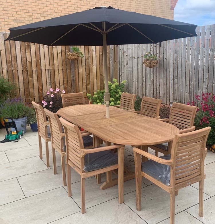 Teak Garden Furniture Set 180 cm Maximus Round Table.