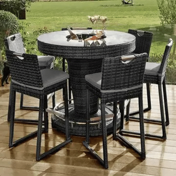 Bar aus Rattan mit 6 Plätzen und Eiskübel