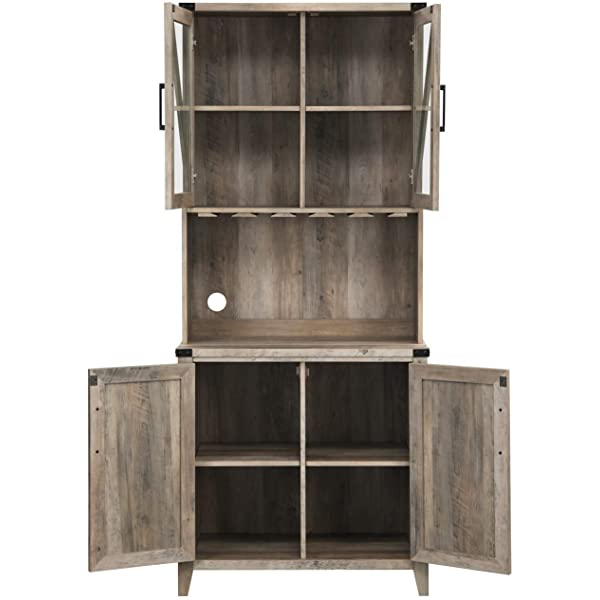 Mahogany Bar Cabinet with Upper Glass Cabinet