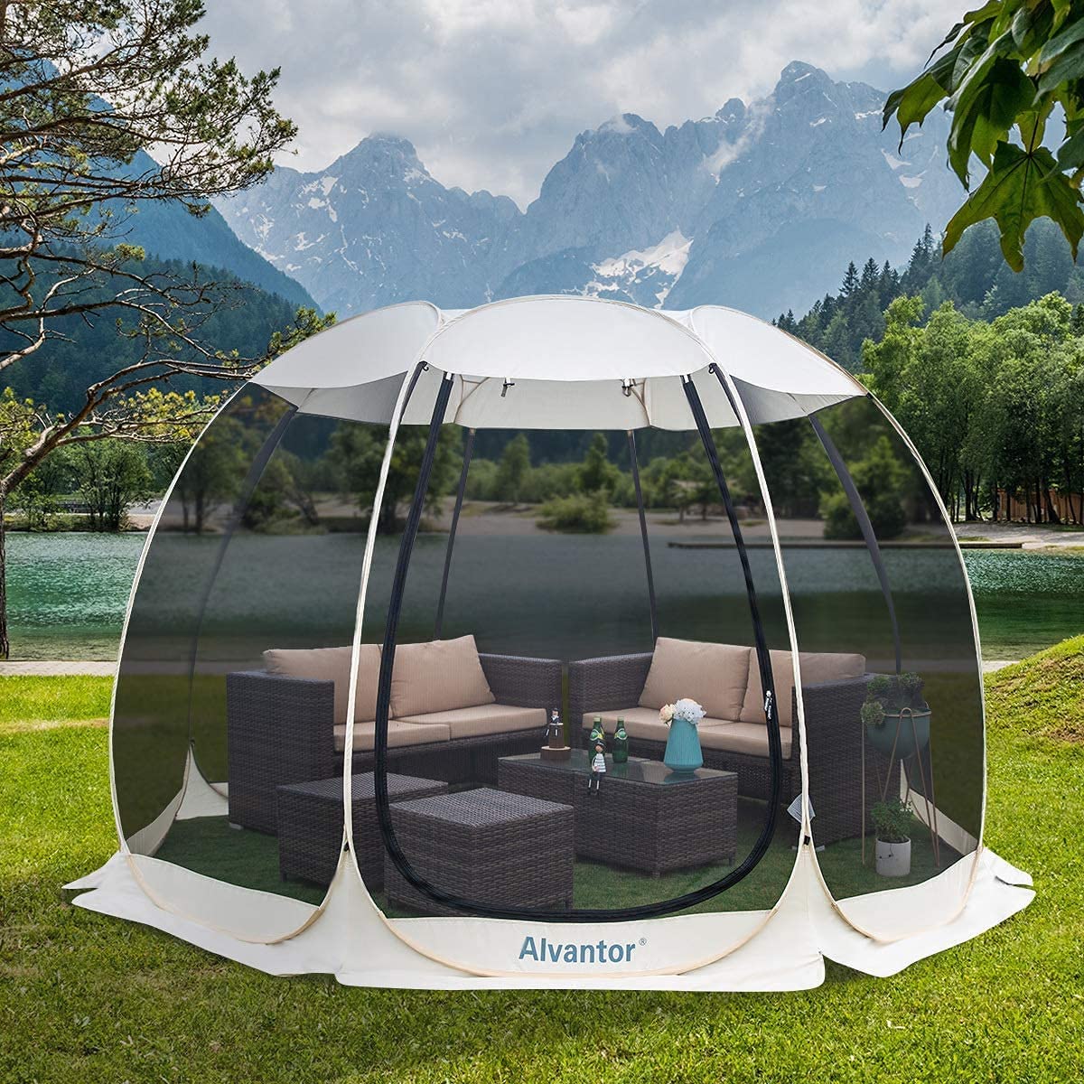 Uv-protected sunshade tent, garden, patio, backyard (10'x10', beige)